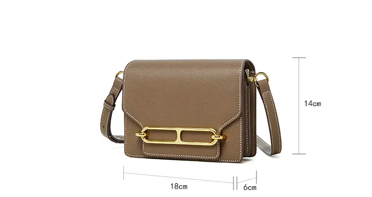 18CM genuine leather pig nose shoulder crossbody bag 2911 golden brown