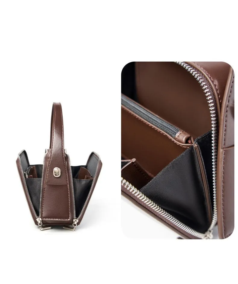 2025  Ear Hanging Series Handheld Eaves Leather Women's Diagonal Cross Bag 2950 coffee