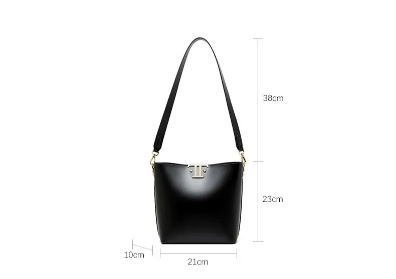 21CM Large Capacity Commuter Leather Underarm Bucket Bag 2819 coffee