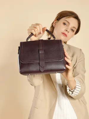 25CM cowhide single shoulder crossbody large capacity women's bag 2879 wine coffee