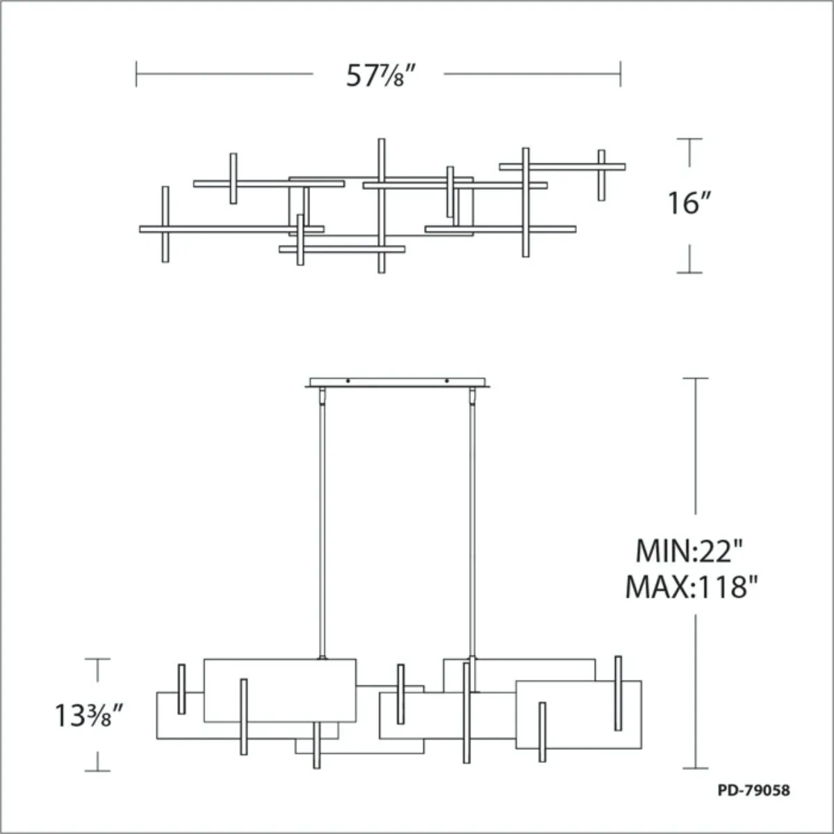 Amari 58 in. LED Chandelier Brass Finish