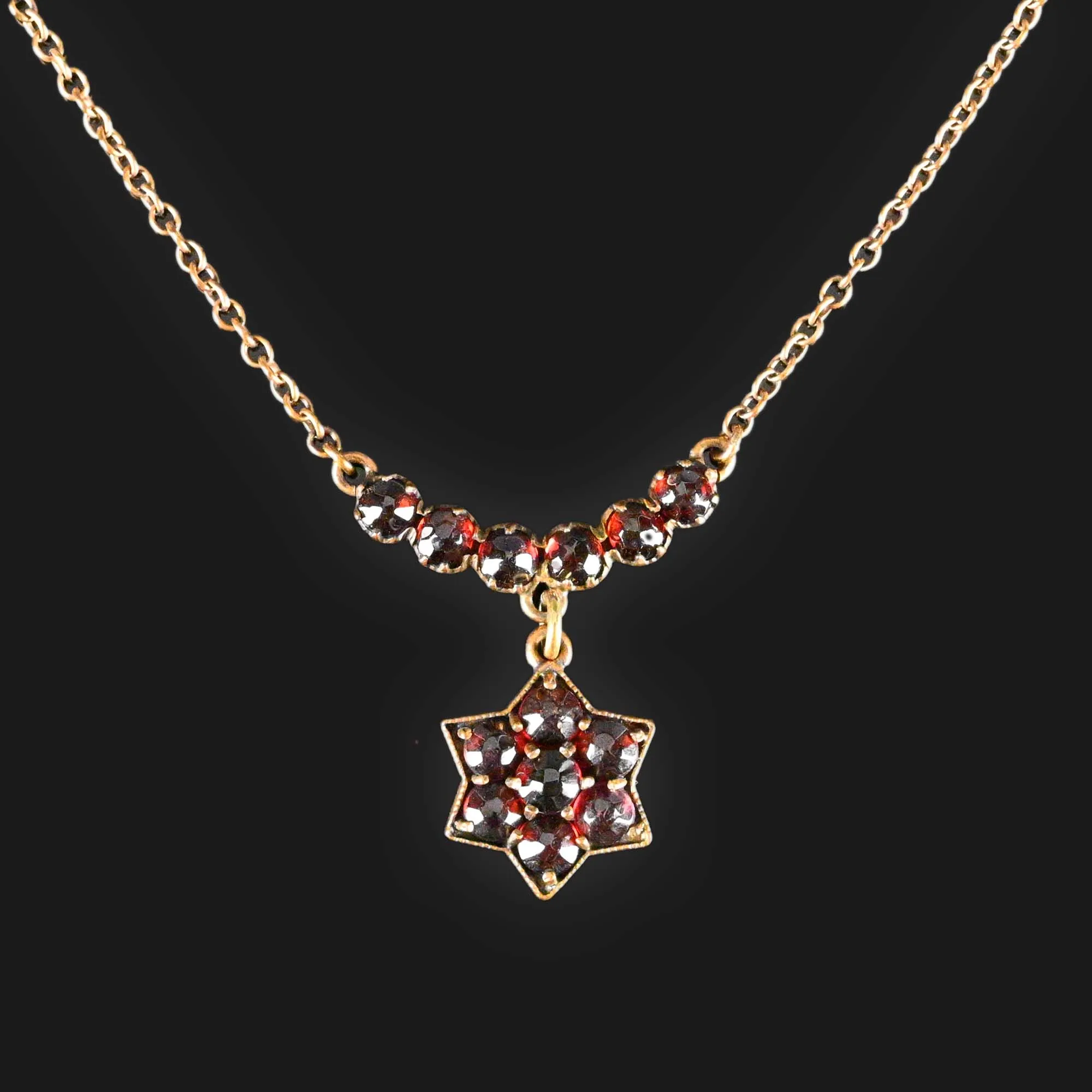 Antique Bohemian Garnet Star Necklace