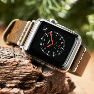 Apple Strap Brown Leather Silver