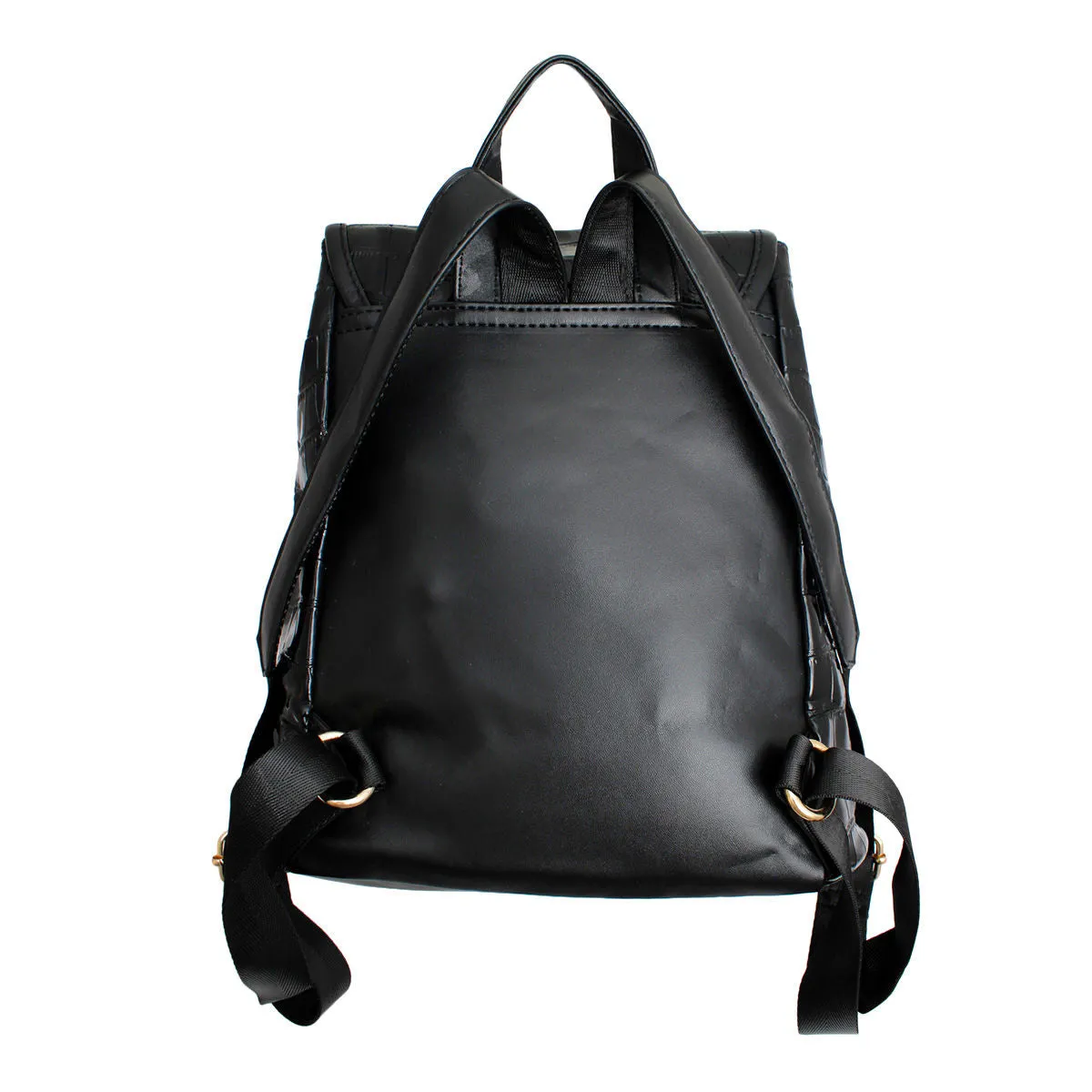 Backpack Black Croc Flap Bag Set for Women