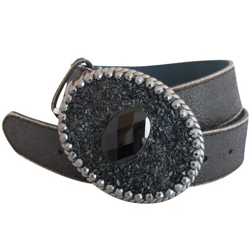 Black Cracked Bonded Leather Interchangeable Belt Strap. STRAP ONLY!