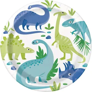 Blue & Green Dinosaur Dinner Plates 9in, 8ct