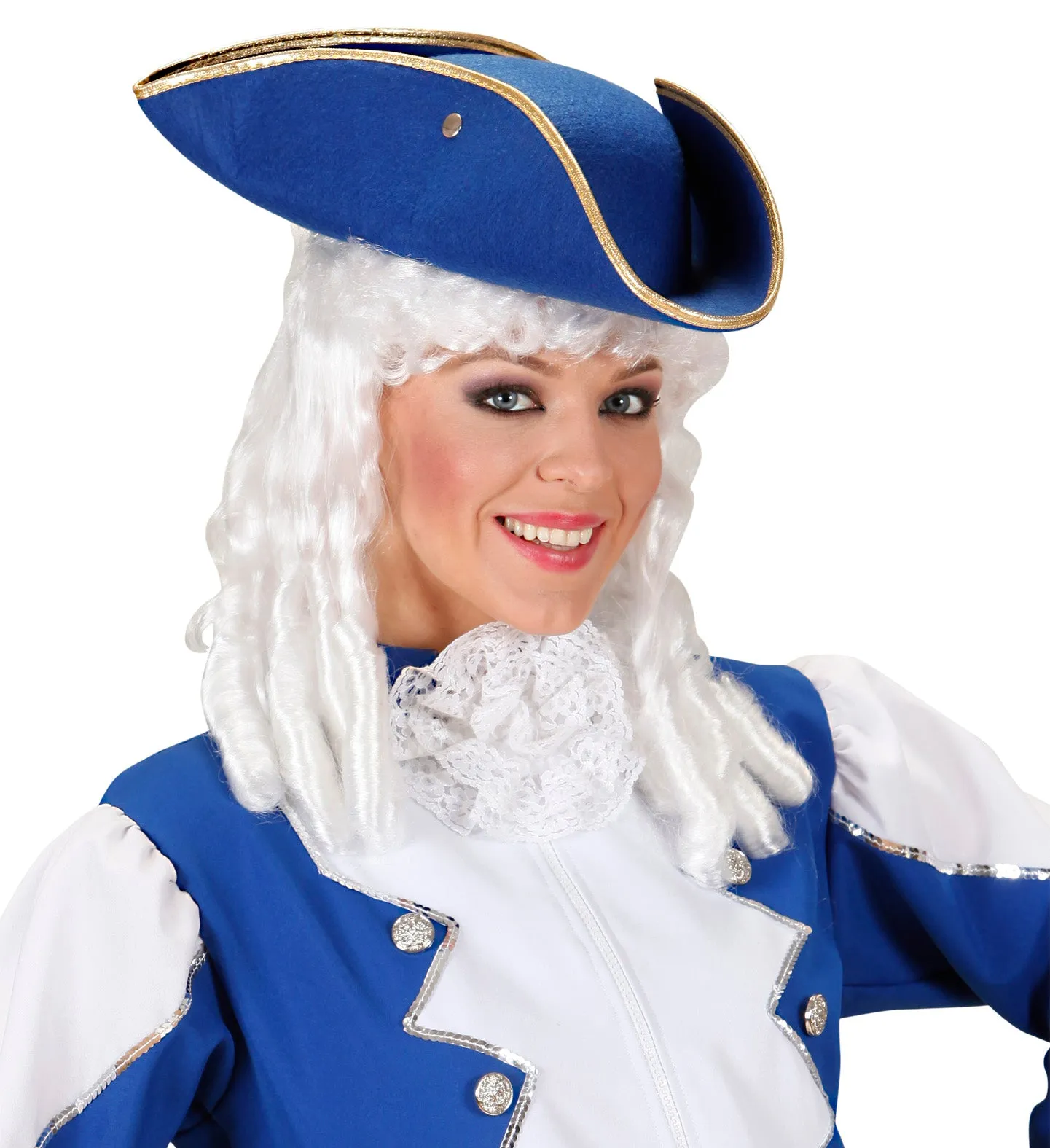 Blue Tricorn Hat with Gold Trim