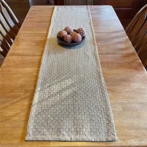 Cherry Blossom Mustard and Creme Woven Table Runner 56"