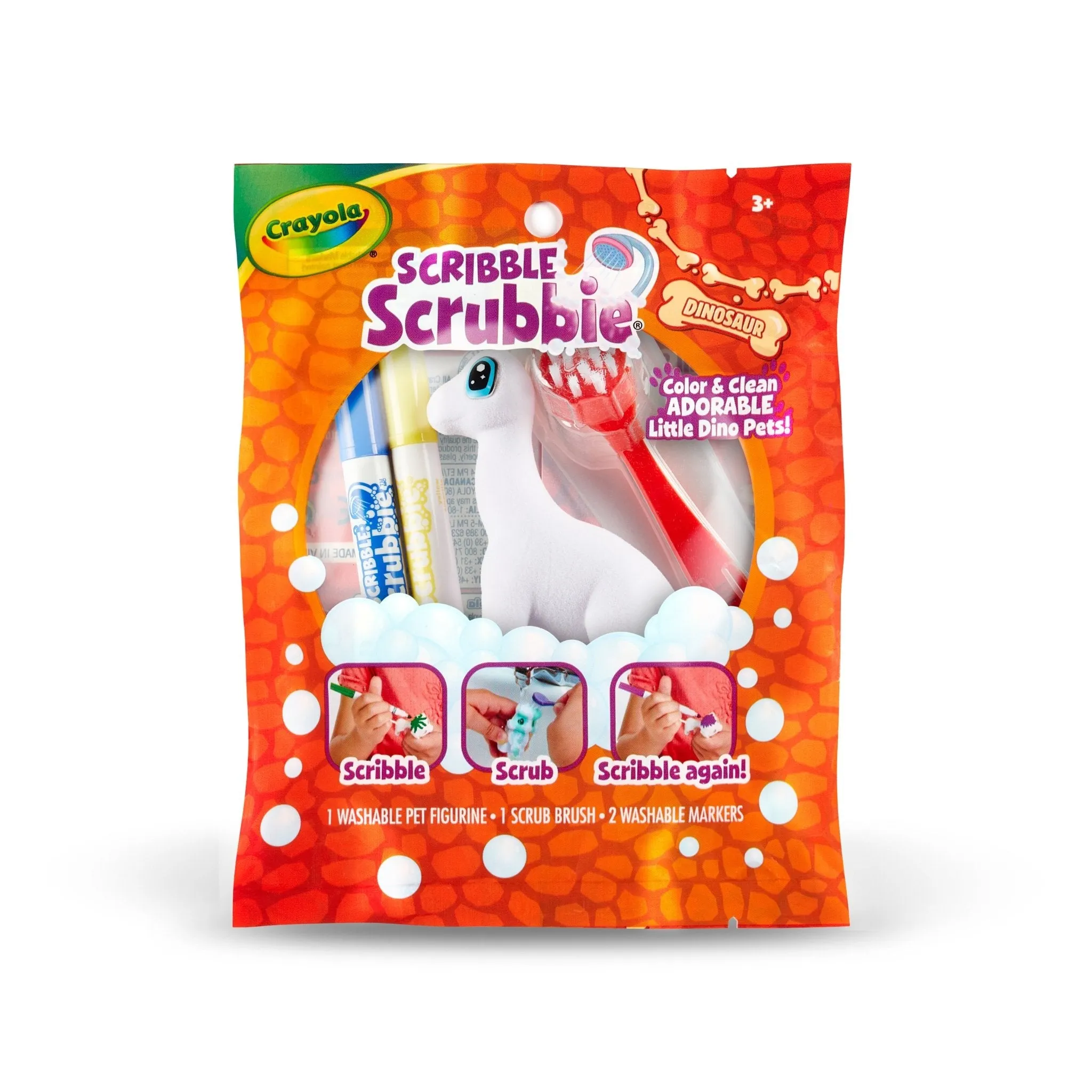 Crayola Scribble Scrubbie DINO, 1Ct Grab Bag, 8 Unique Dinosaurs|Re-Colorable, Re-Do-Able, Fun!