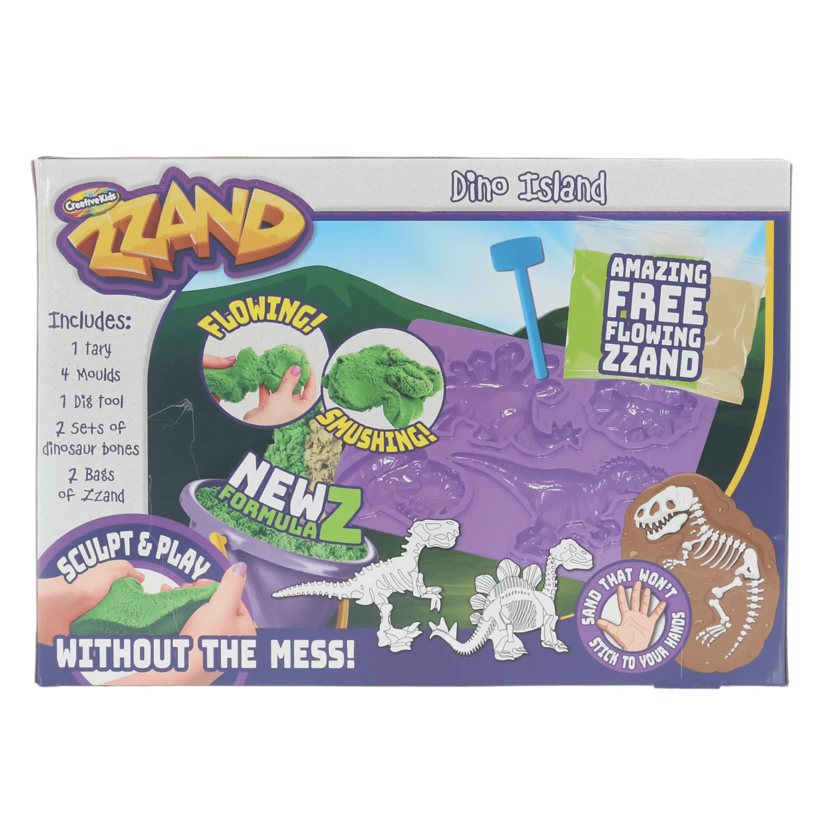 Creative Kids Zzand Dino Island Sculpt Play Mould Sand Set 6 