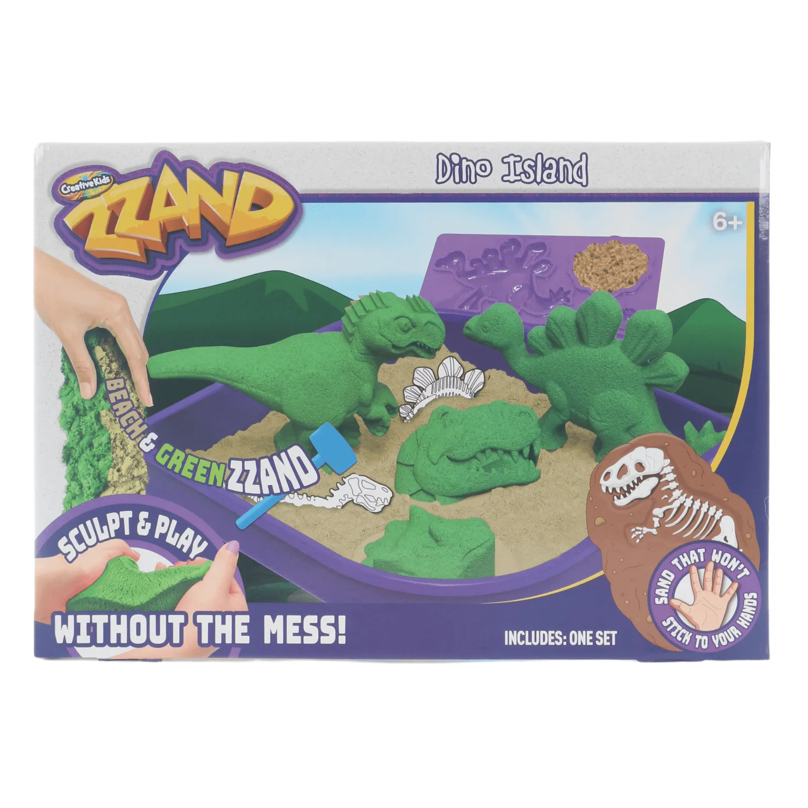 Creative Kids Zzand Dino Island Sculpt Play Mould Sand Set 6 