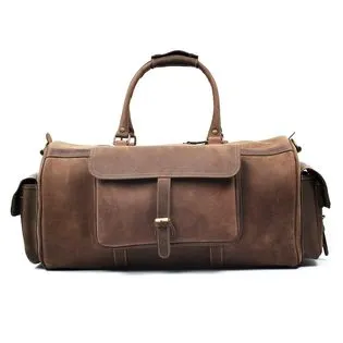 Dark Brown Leather Duffle Bag