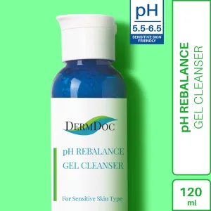 DermDoc pH Rebalance Gel Cleanser (120 ml) | cleanser for sensitive skin | face wash for sensitive skin | gentle skin cleanser | non - drying face wash | paraben free face wash | sulfate free face wash | fragrance free face wash