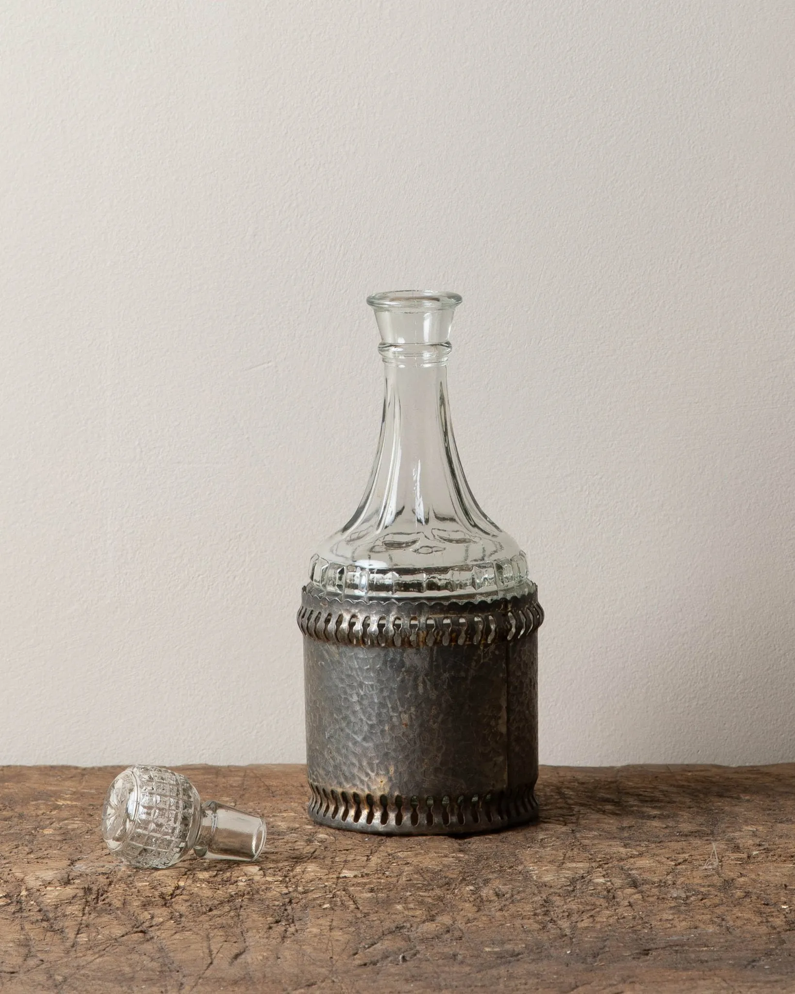 English Metal Wrapped Decanter