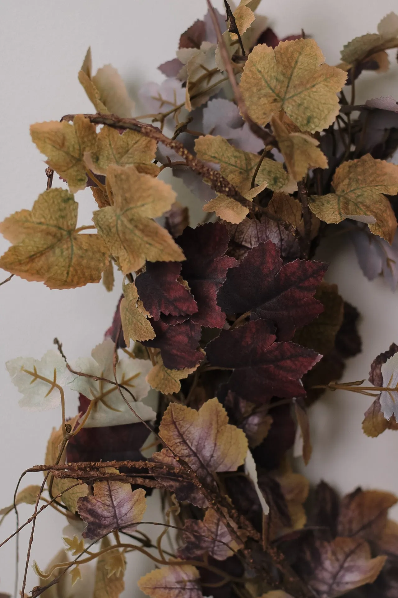 Faux Rustic Autumn Leaves Wreath