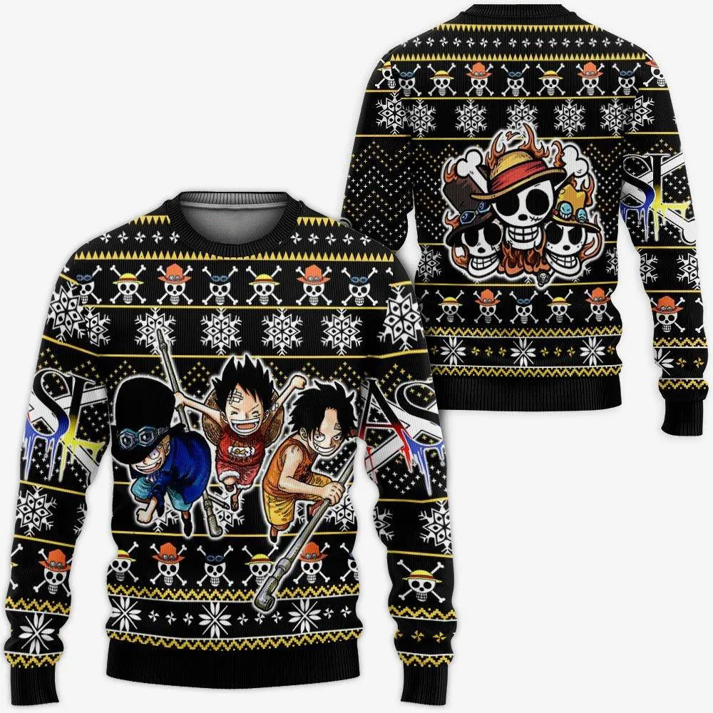 Giftngon - ASL Pirates Ugly Christmas Sweater Custom Anime One Piece Xmas Gifts For Kids