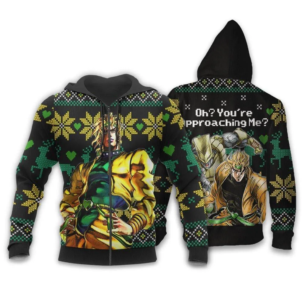 Giftngon - Dio Brando Ugly Christmas Sweater Custom Oh You're Approaching Me Anime JoJo's Xmas Gifts For Kids