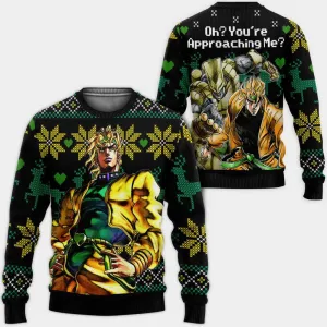 Giftngon - Dio Brando Ugly Christmas Sweater Custom Oh You're Approaching Me Anime JoJo's Xmas Gifts For Kids