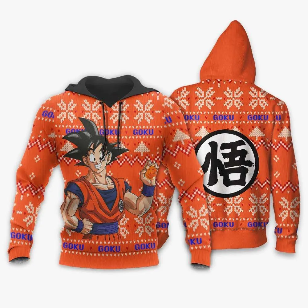 Giftngon - Goku Ugly Christmas Sweater Custom Anime Dragon Ball Xmas Gifts