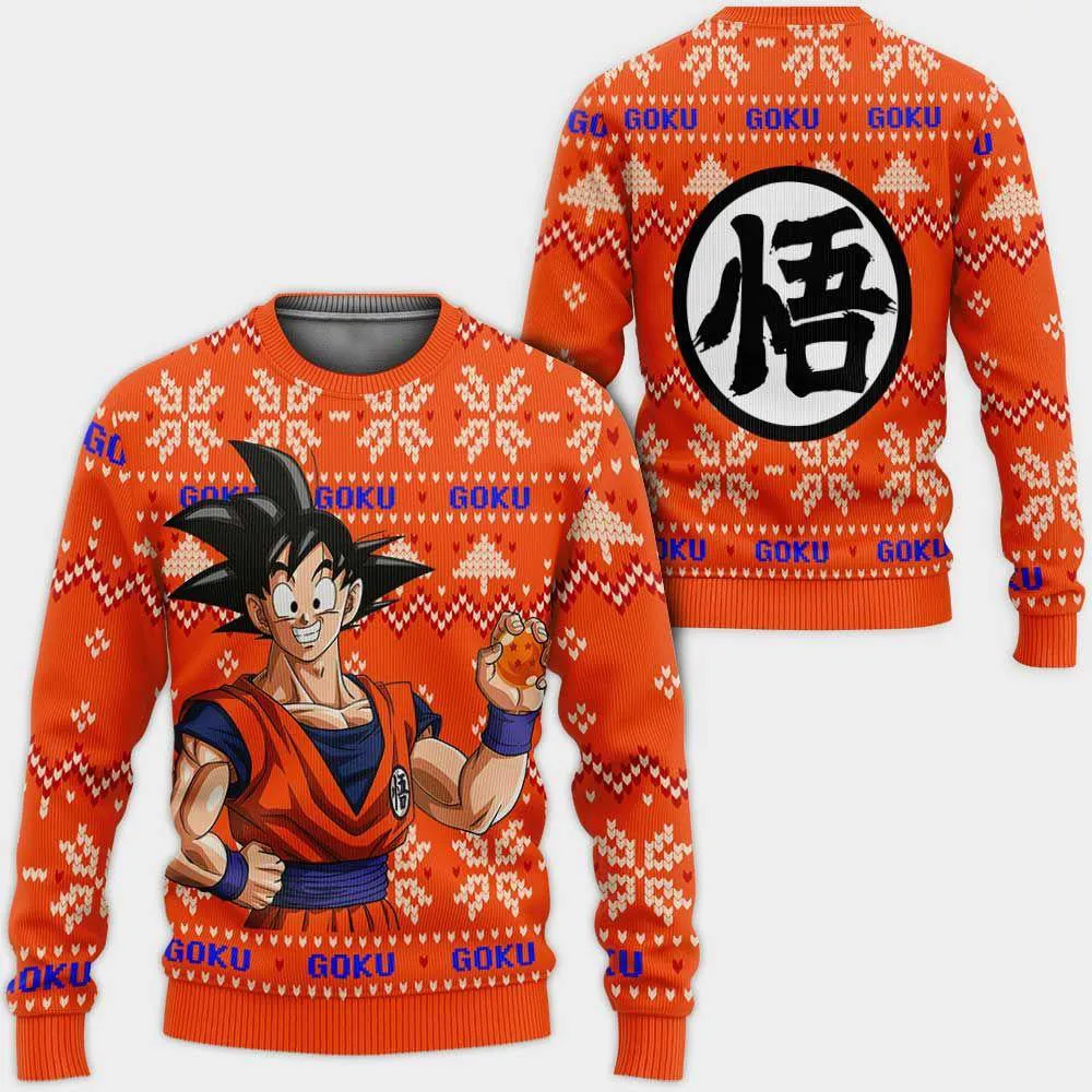 Giftngon - Goku Ugly Christmas Sweater Custom Anime Dragon Ball Xmas Gifts