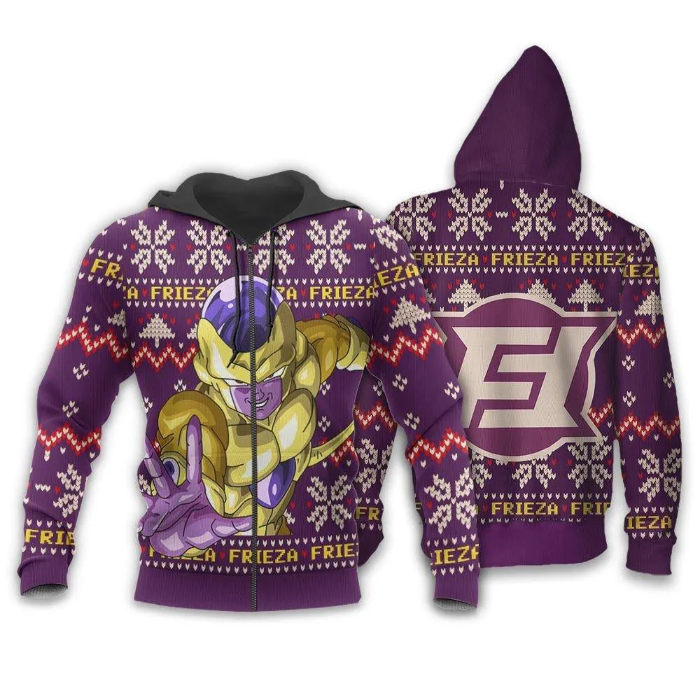 Giftngon - Golden Frieza Ugly Christmas Sweater Custom Anime Dragon Ball Xmas Gifts