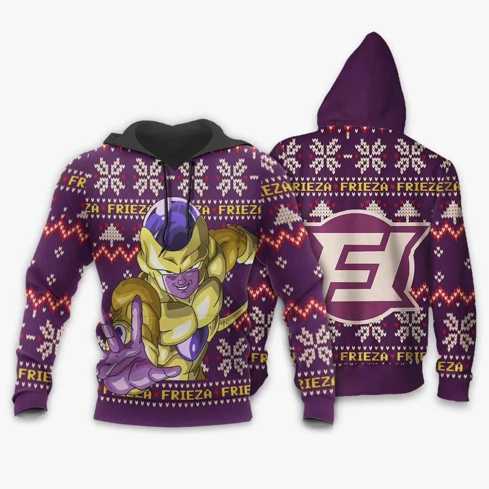 Giftngon - Golden Frieza Ugly Christmas Sweater Custom Anime Dragon Ball Xmas Gifts