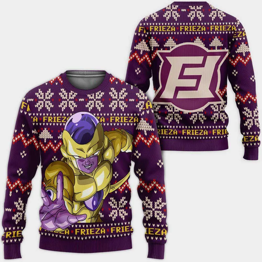 Giftngon - Golden Frieza Ugly Christmas Sweater Custom Anime Dragon Ball Xmas Gifts