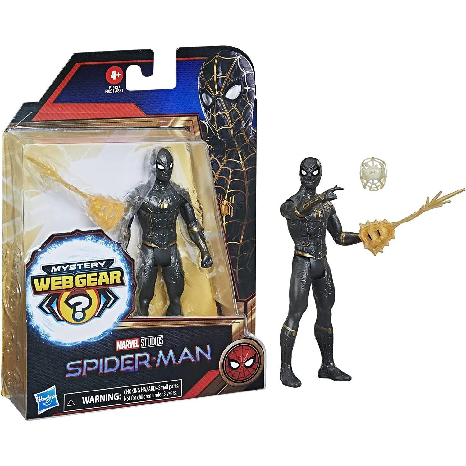 Hasbro Marvel Studios Spider-Man Mystery Web Gear Black and Gold Suit Action Figure - 6-Inch