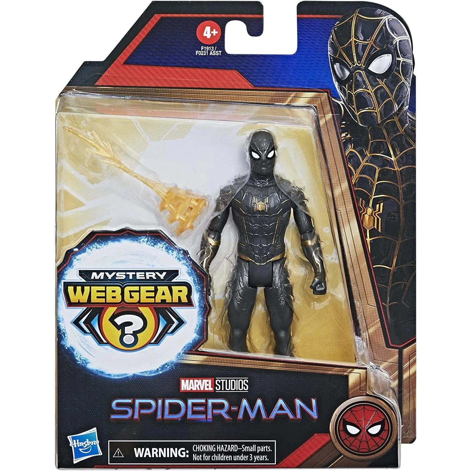 Hasbro Marvel Studios Spider-Man Mystery Web Gear Black and Gold Suit Action Figure - 6-Inch