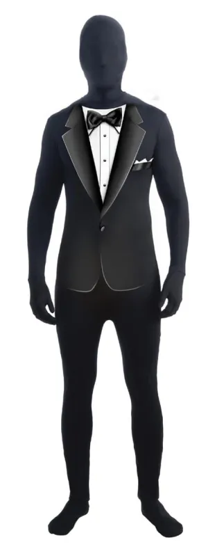 Invisible Man Black Formal Suit Adult Costume Skin Suit