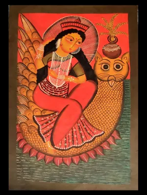 Kalighat Painting - Goddess Lakshmi (22" X 14")