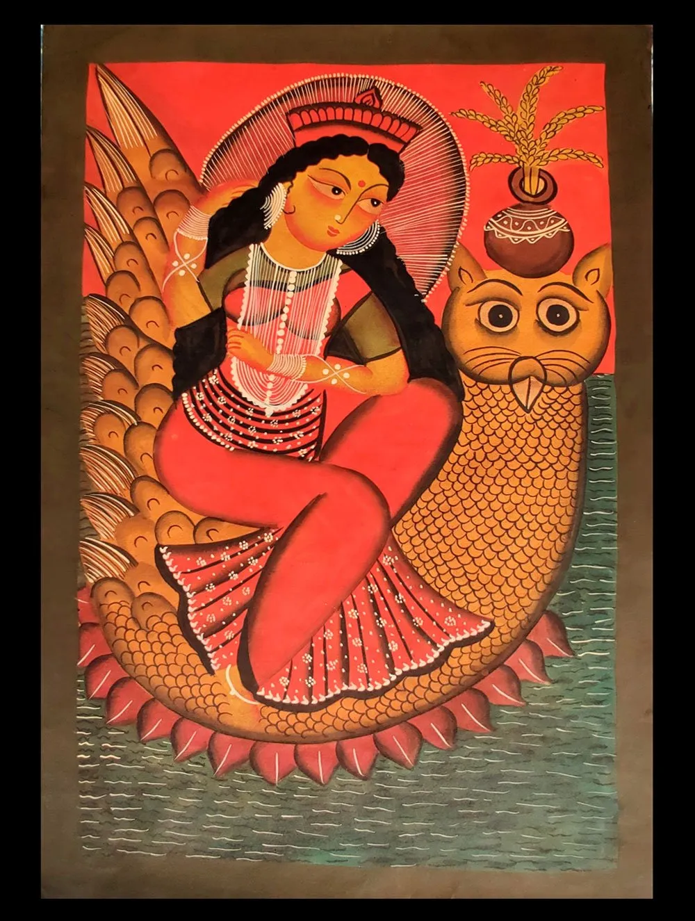 Kalighat Painting - Goddess Lakshmi (22" X 14")