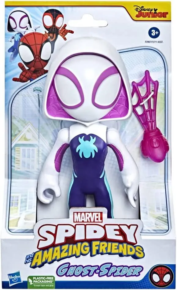 Marvel Spidey and His Amazing Friends Supersized Ghost-Spider 9-inch Action Figure, Preschool Super Hero Toy for Kids Ages 3 and Up