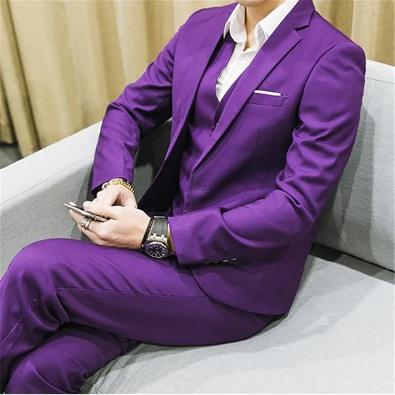 Mens Slim Fit wedding Suits three piece Groom formal Suit