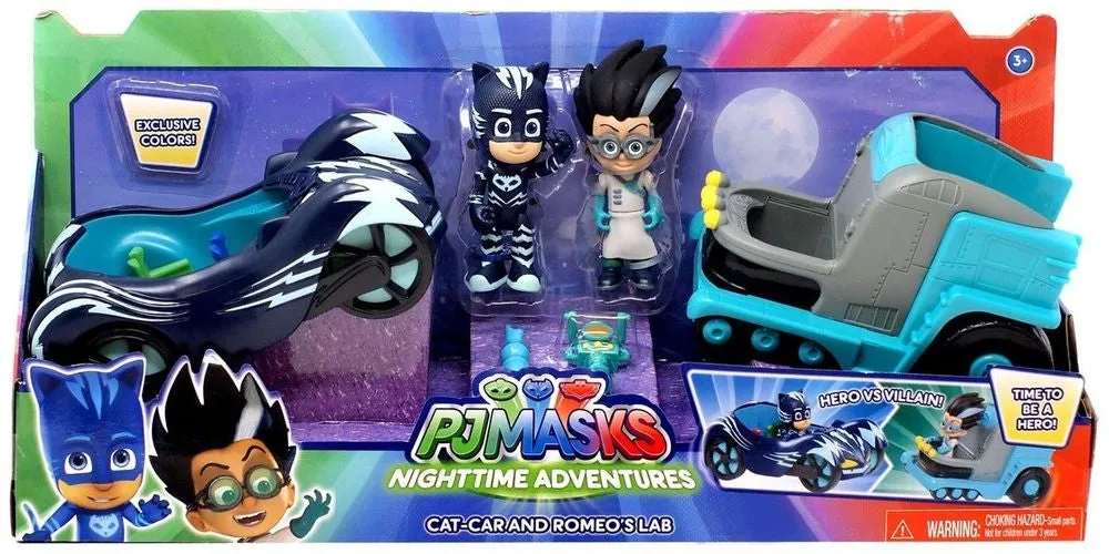 Pj Masks Nighttime Adventures Hero Vs Villain Cat-Car And Romeo's Lab