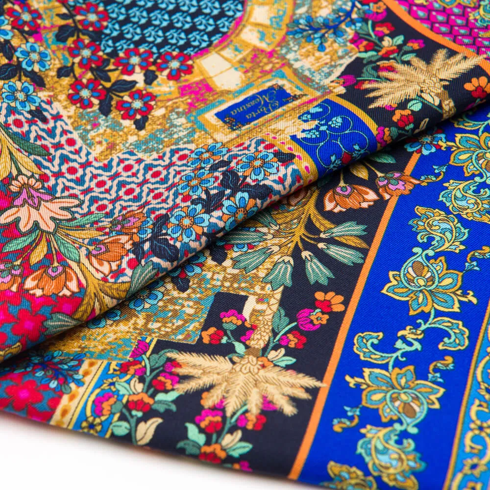 Porta Catania and Porta Messina Blue Silk Twill Pocket Square