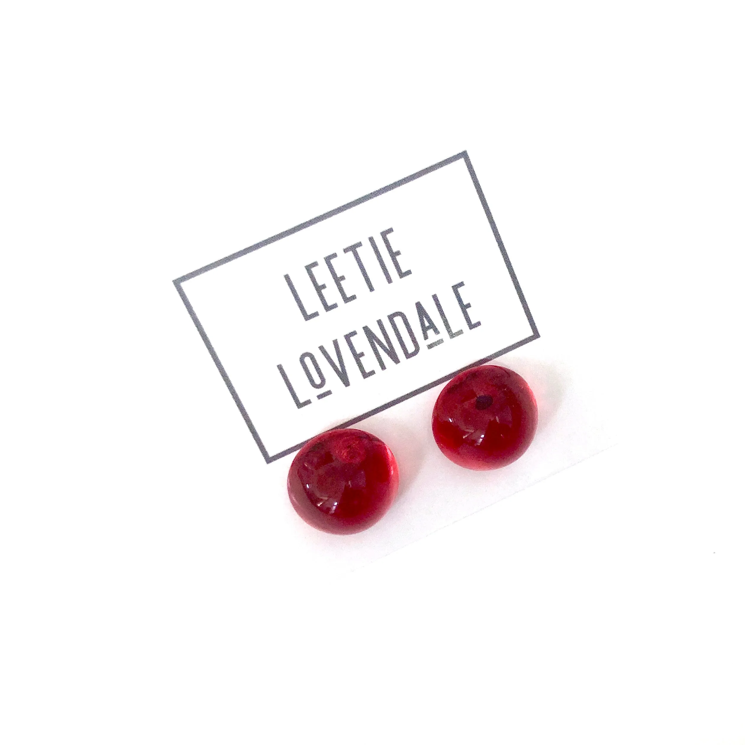 Red Gumdrop Stud Earrings