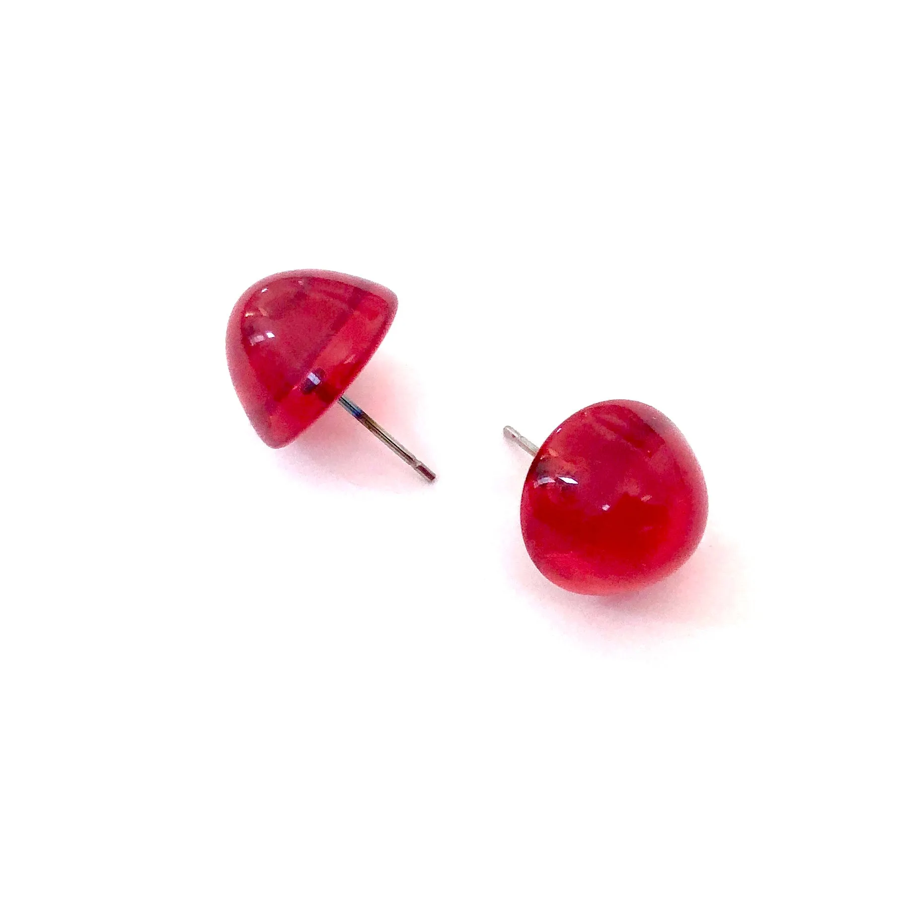 Red Gumdrop Stud Earrings