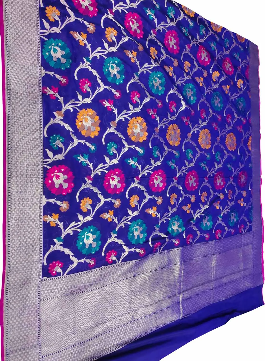 Regal Blue Banarasi Silk Dupatta - Elegant and Luxurious