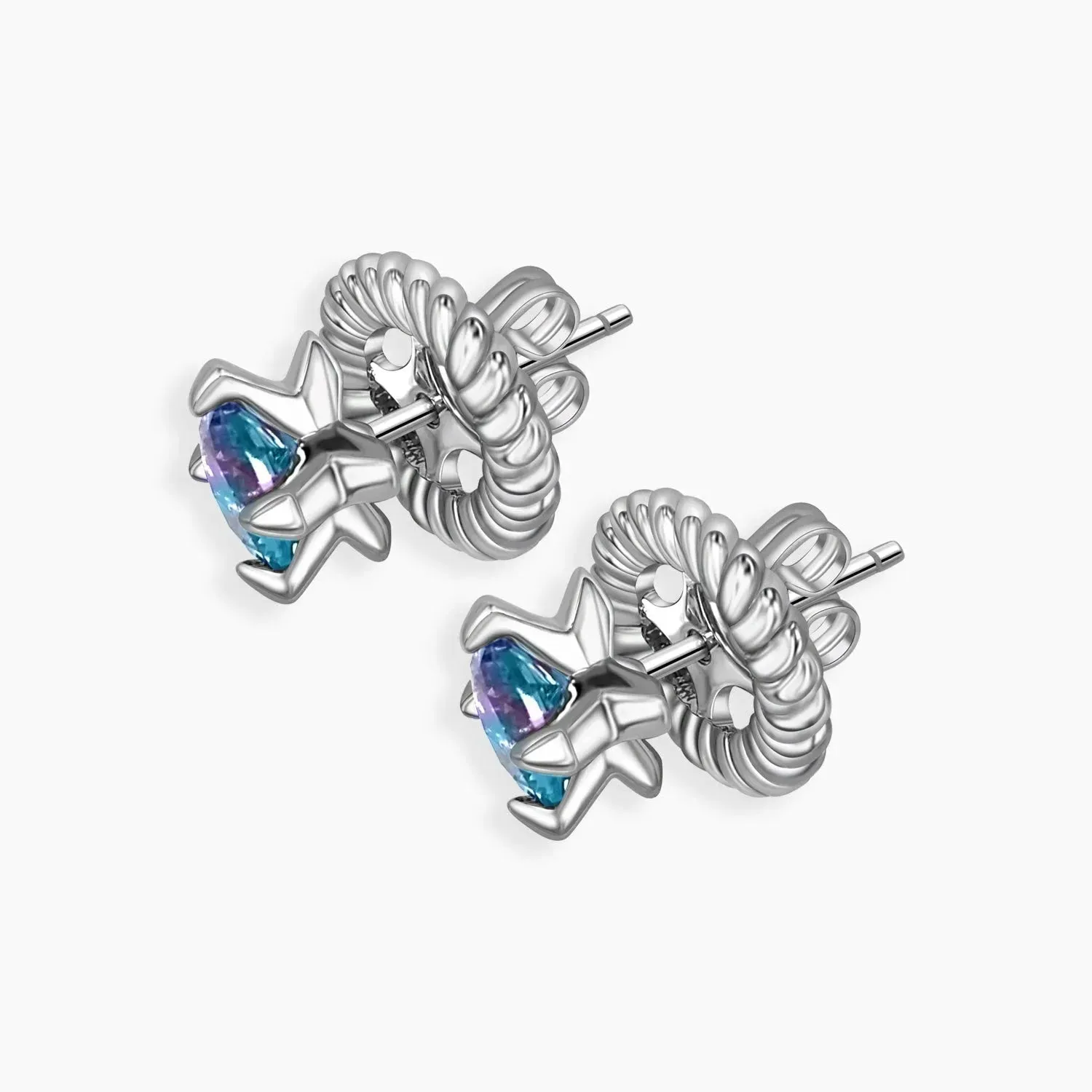 Round Shape Alexandrite Convertible Stud Earrings in Silver - Irosk Australia ®