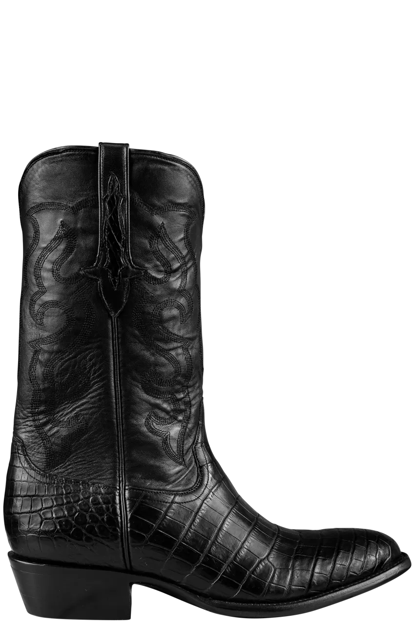 Stallion Nile Crocodile Cowboy Boots - Black