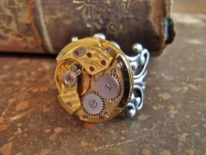 Steampunk Ring watch parts jewelry Bronze Rings Vintage Watch movement Victorian Style Handmade Bridesmaid Gift Birthday