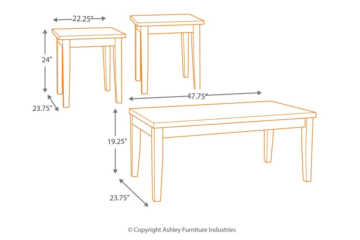 Theo Warm Brown Table (Set of 3)