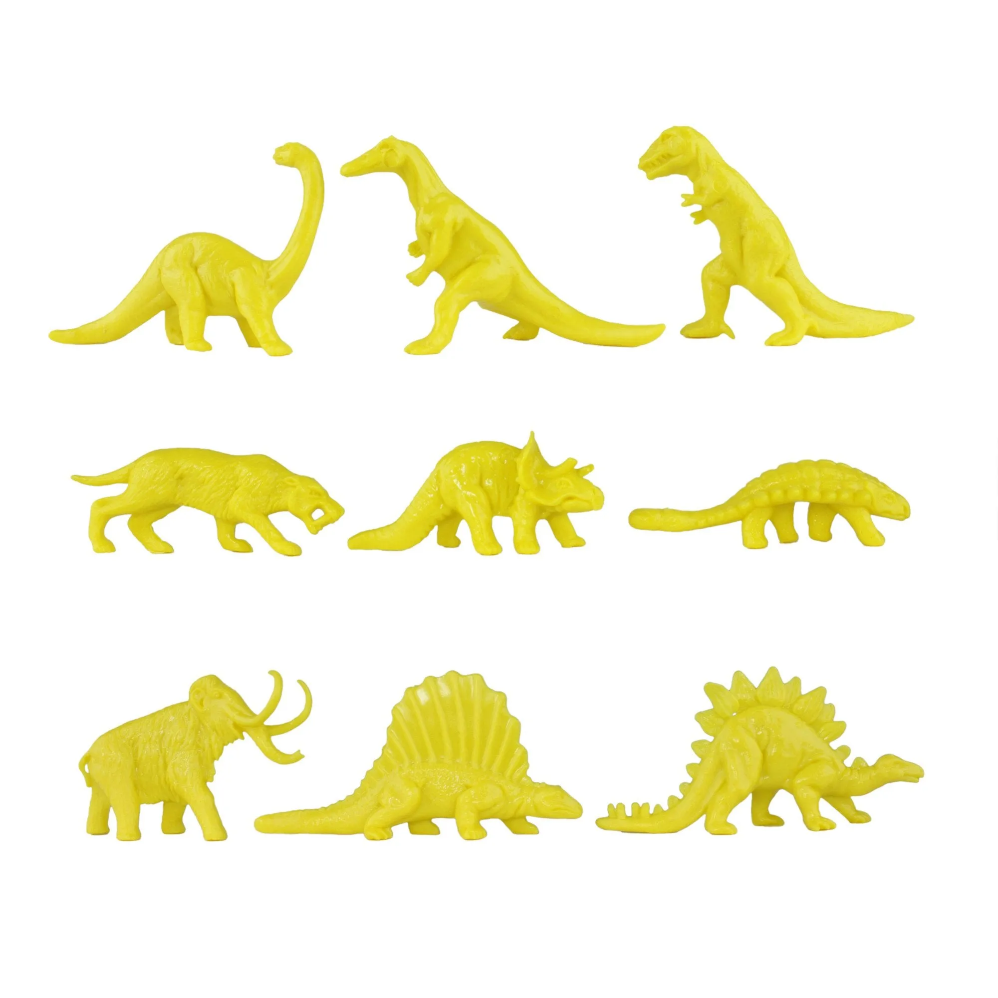 TimMee Plastic DINOSAUR Figures - Green & Yellow 48pc Dino Set MADE IN USA