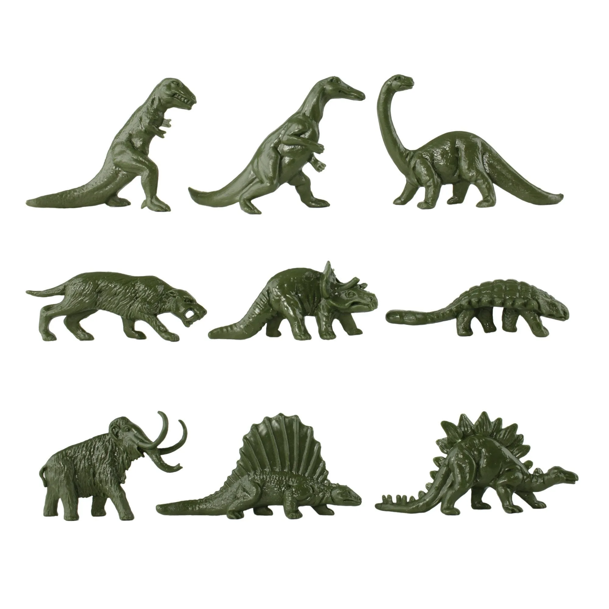 TimMee Plastic DINOSAUR Figures - Green & Yellow 48pc Dino Set MADE IN USA