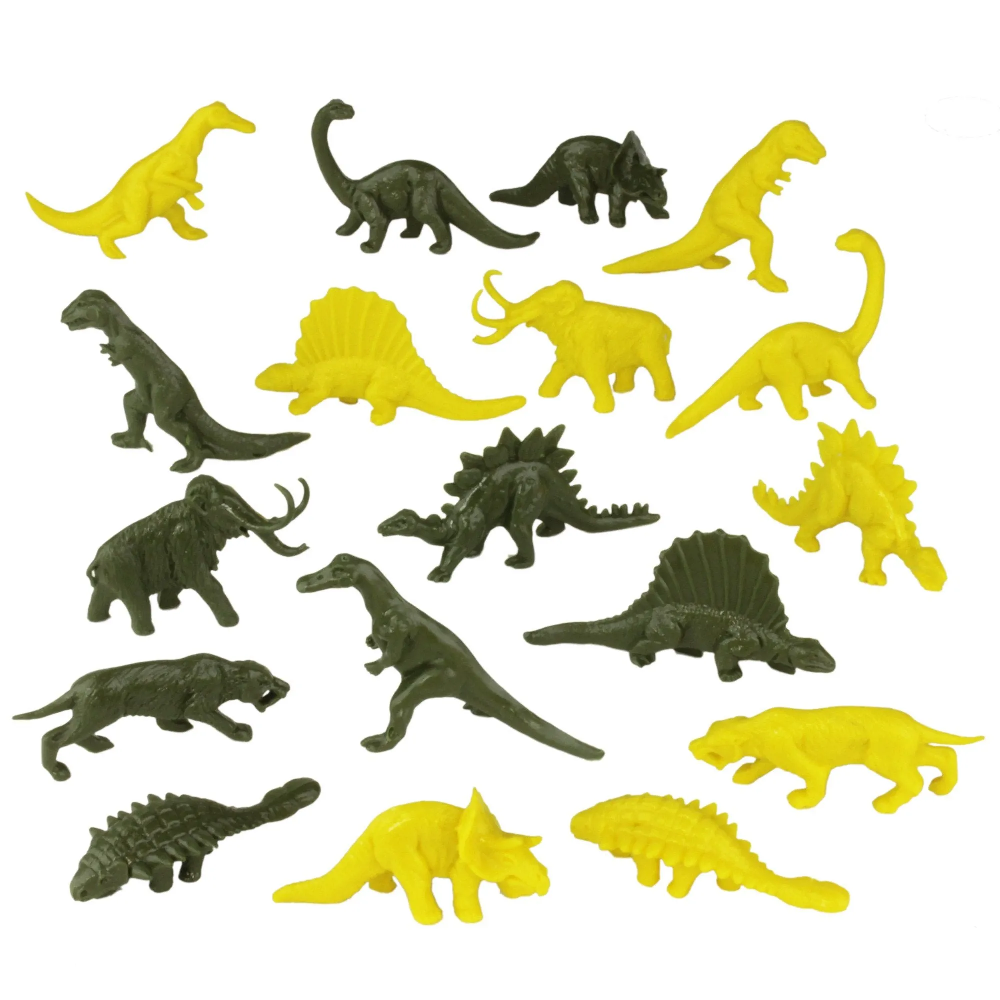 TimMee Plastic DINOSAUR Figures - Green & Yellow 48pc Dino Set MADE IN USA