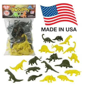 TimMee Plastic DINOSAUR Figures - Green & Yellow 48pc Dino Set MADE IN USA