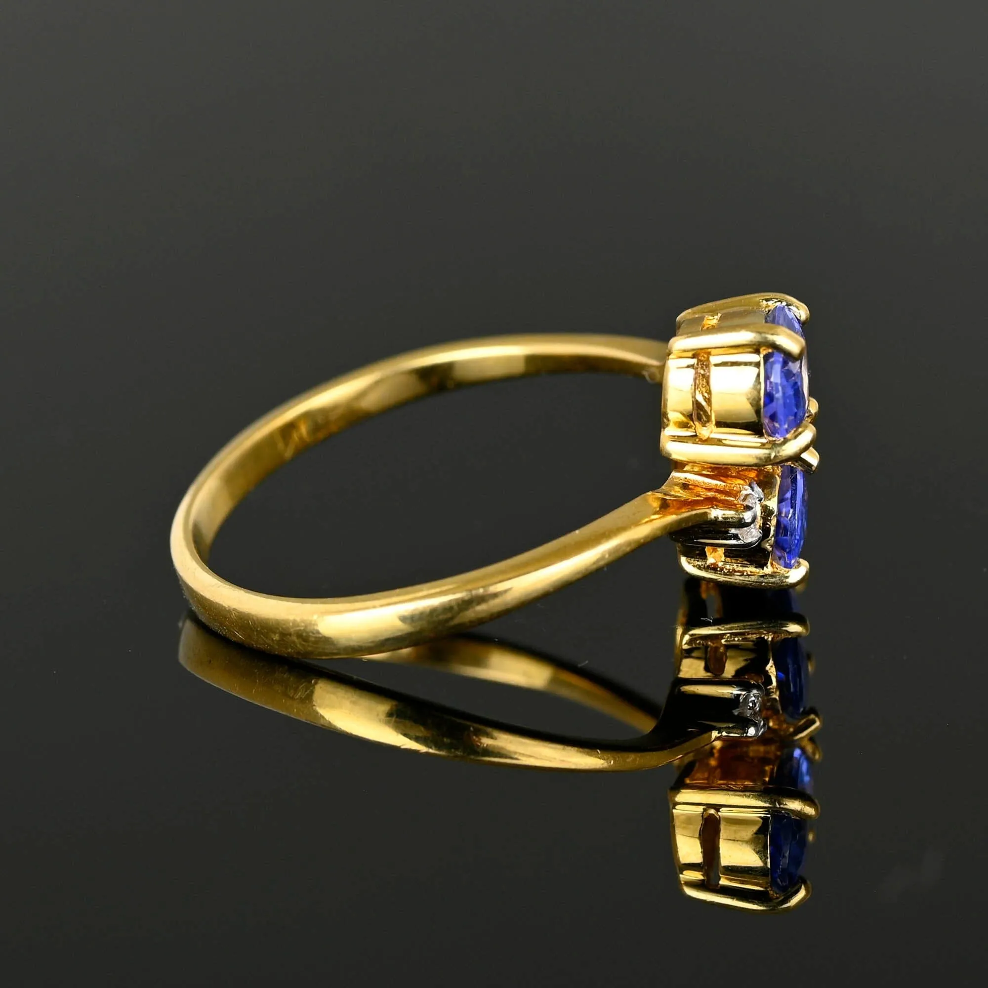 Toi et Moi 18K Gold Diamond Tanzanite Ring