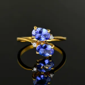 Toi et Moi 18K Gold Diamond Tanzanite Ring