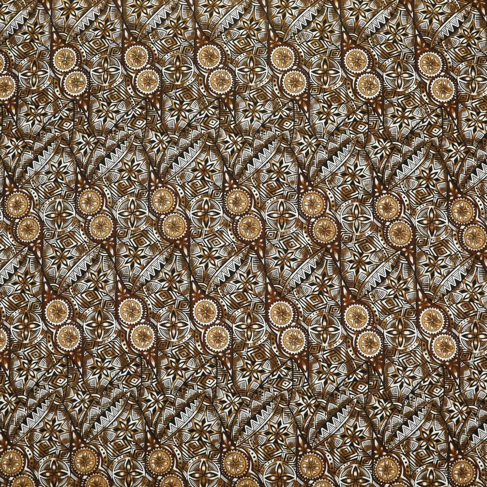 Traditional Polynesian Fijian Print Fabric | Cotton Light Barkcloth